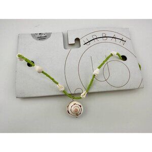 Urban Outfitters Green & Shell Beaded Boho Necklace